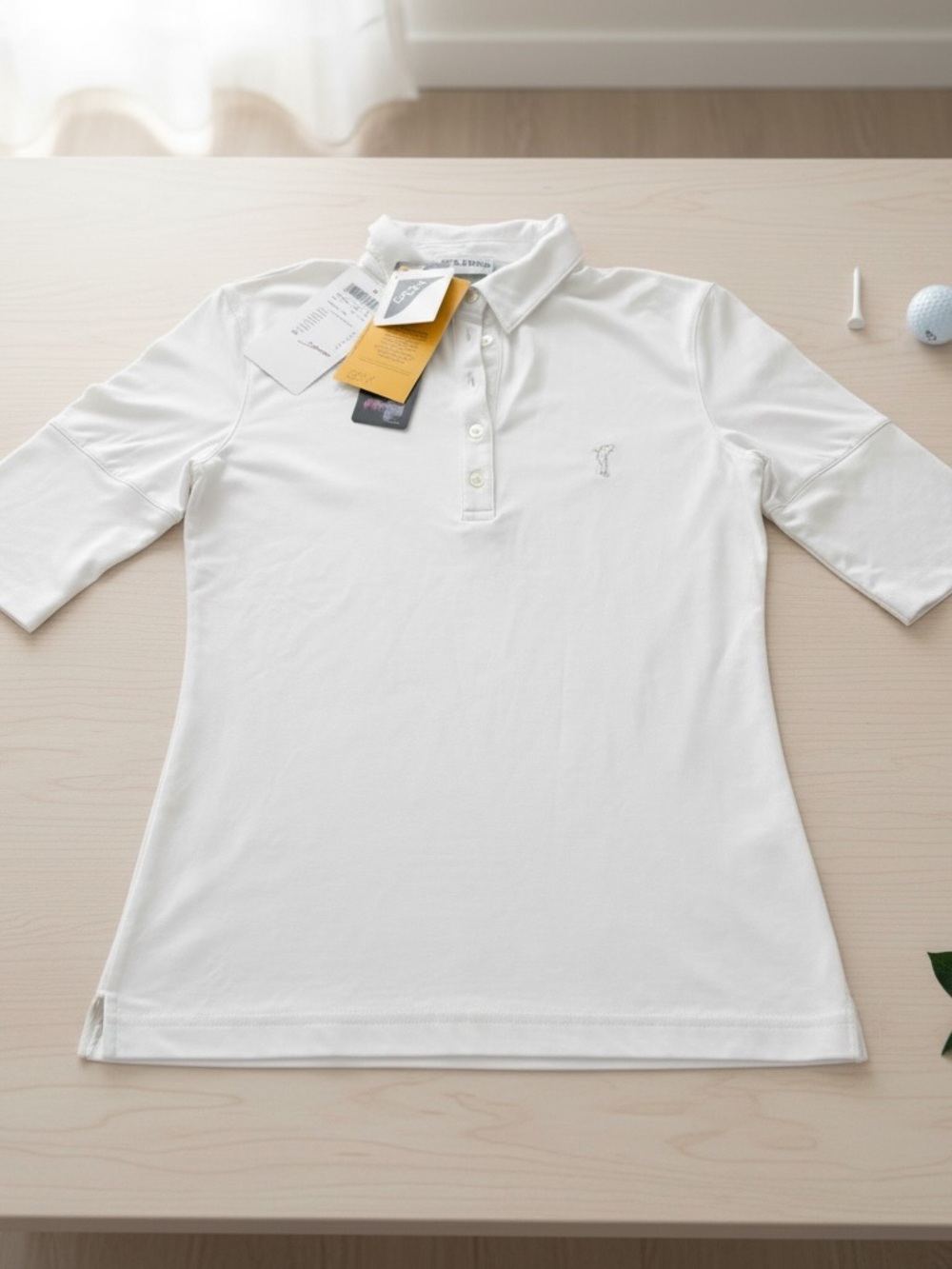 NWT GOLFINO White Performance Golf Polo Elbow Sleeve Size 4